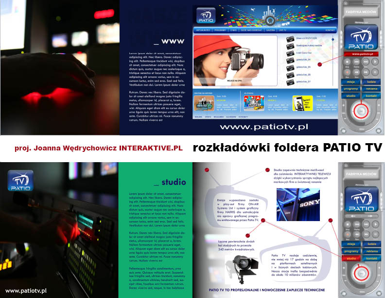 folder reklamowy PATIO TV - koncepcja i grafika Joanna Kinga Wędrychowicz