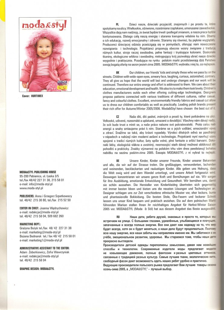 Katalog M&S , grafika L. Buda, rednacz. J.k. Wedrtchowicz wydawca Moda&Styl Polska